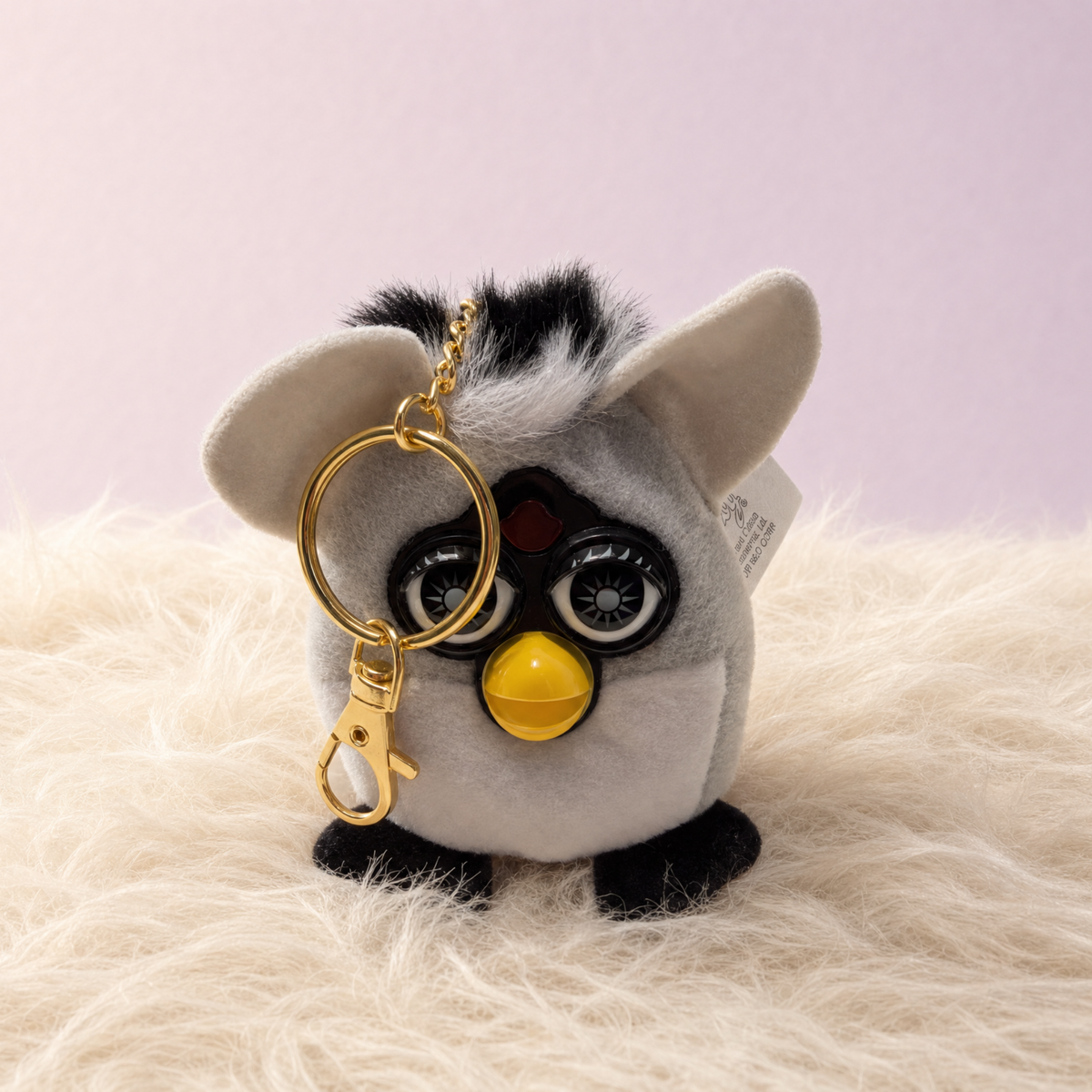 Furby Bag Charm — "Raccoon" Style — Gray/White