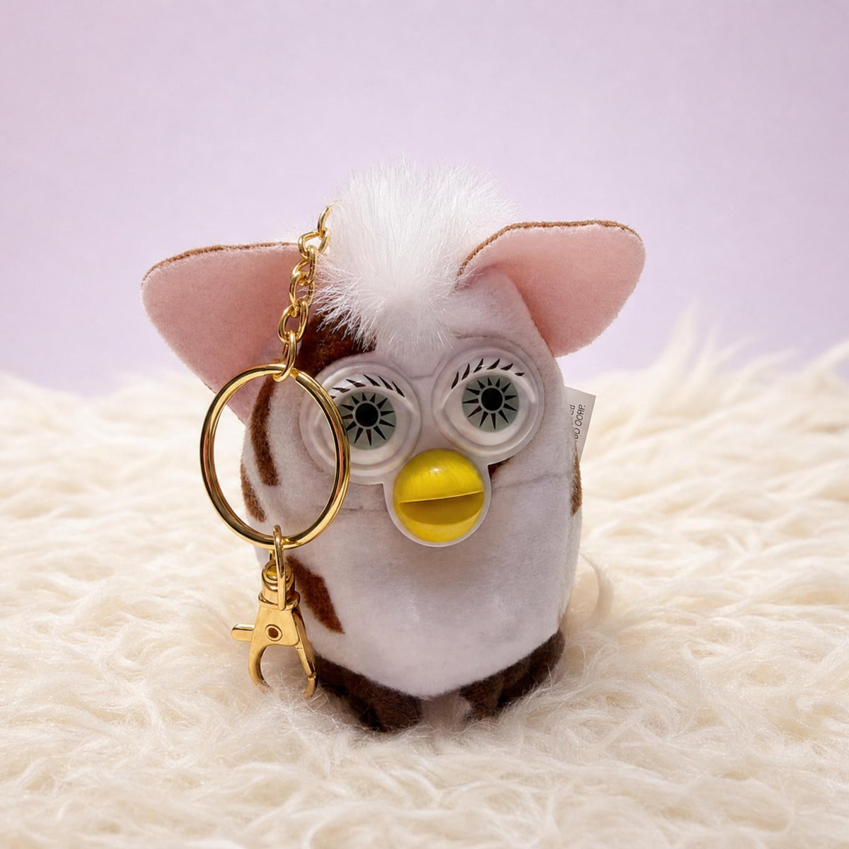 Furby Bag Charm — Cow, White/Brown