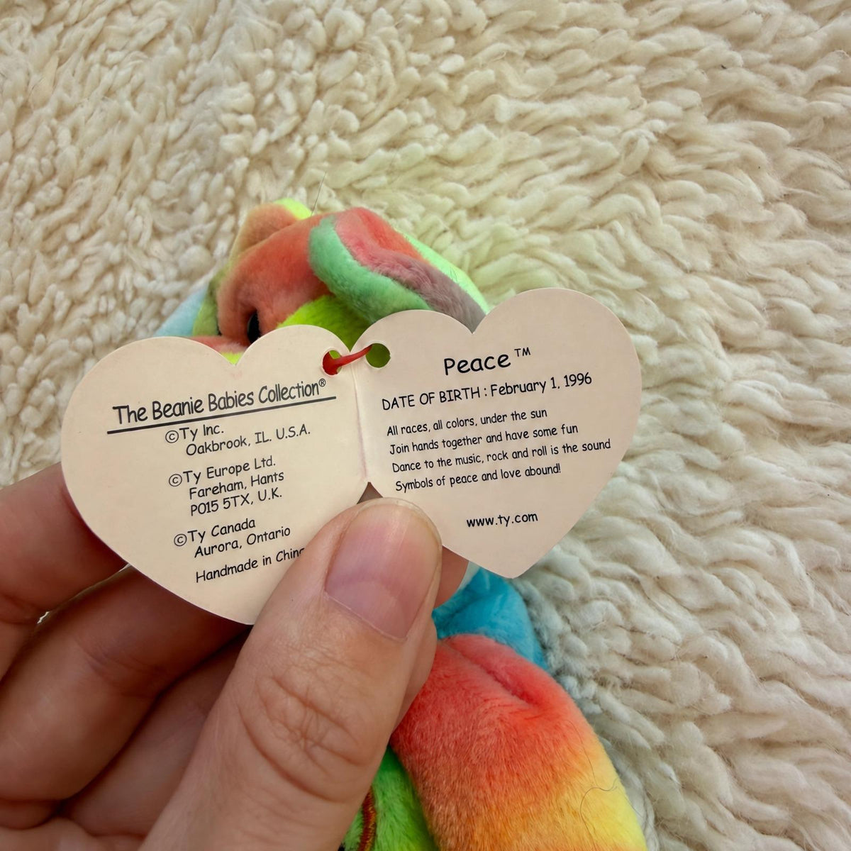 Peace The Bear, vintage Ty Beanie Baby