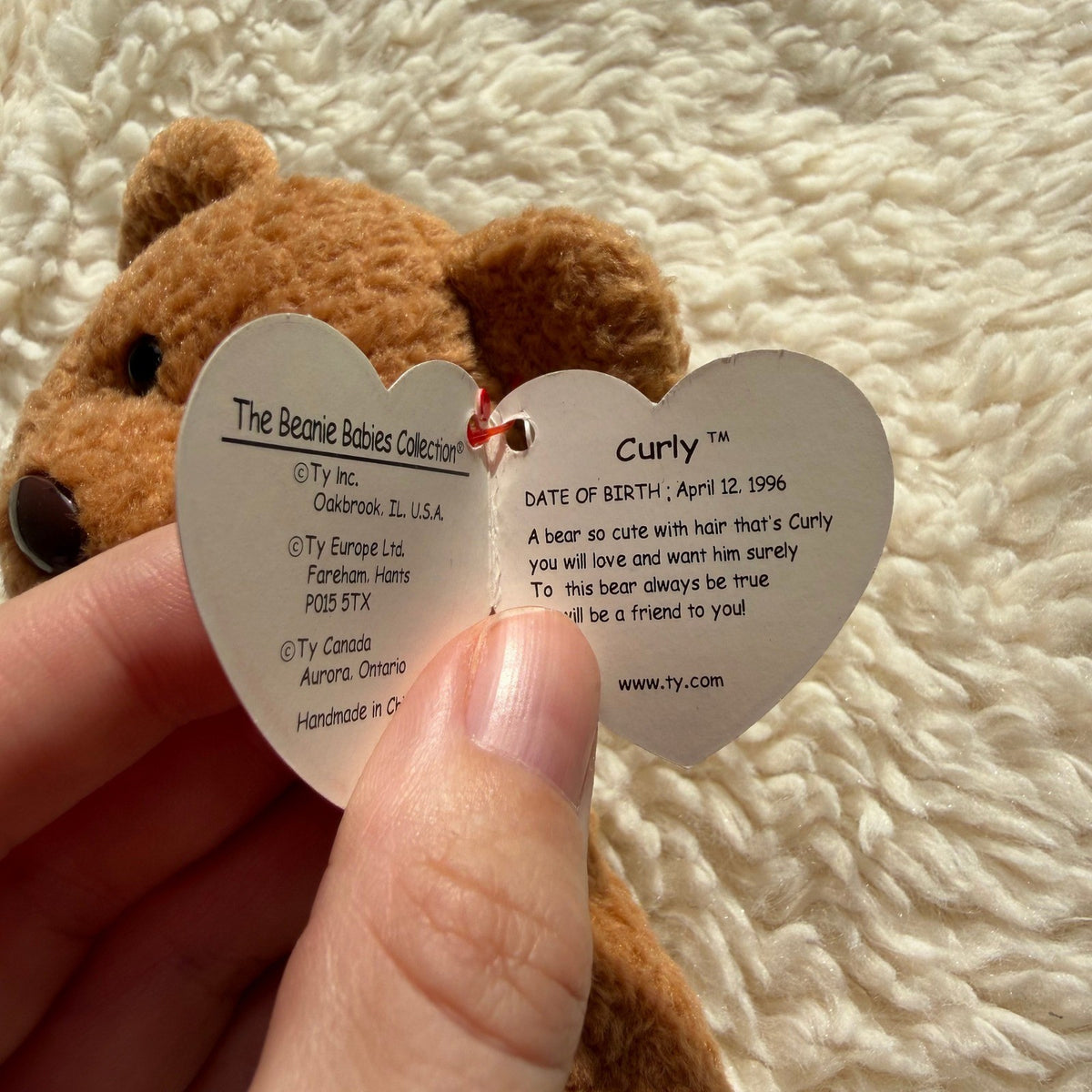 Curly the Bear, vintage Ty Beanie Baby
