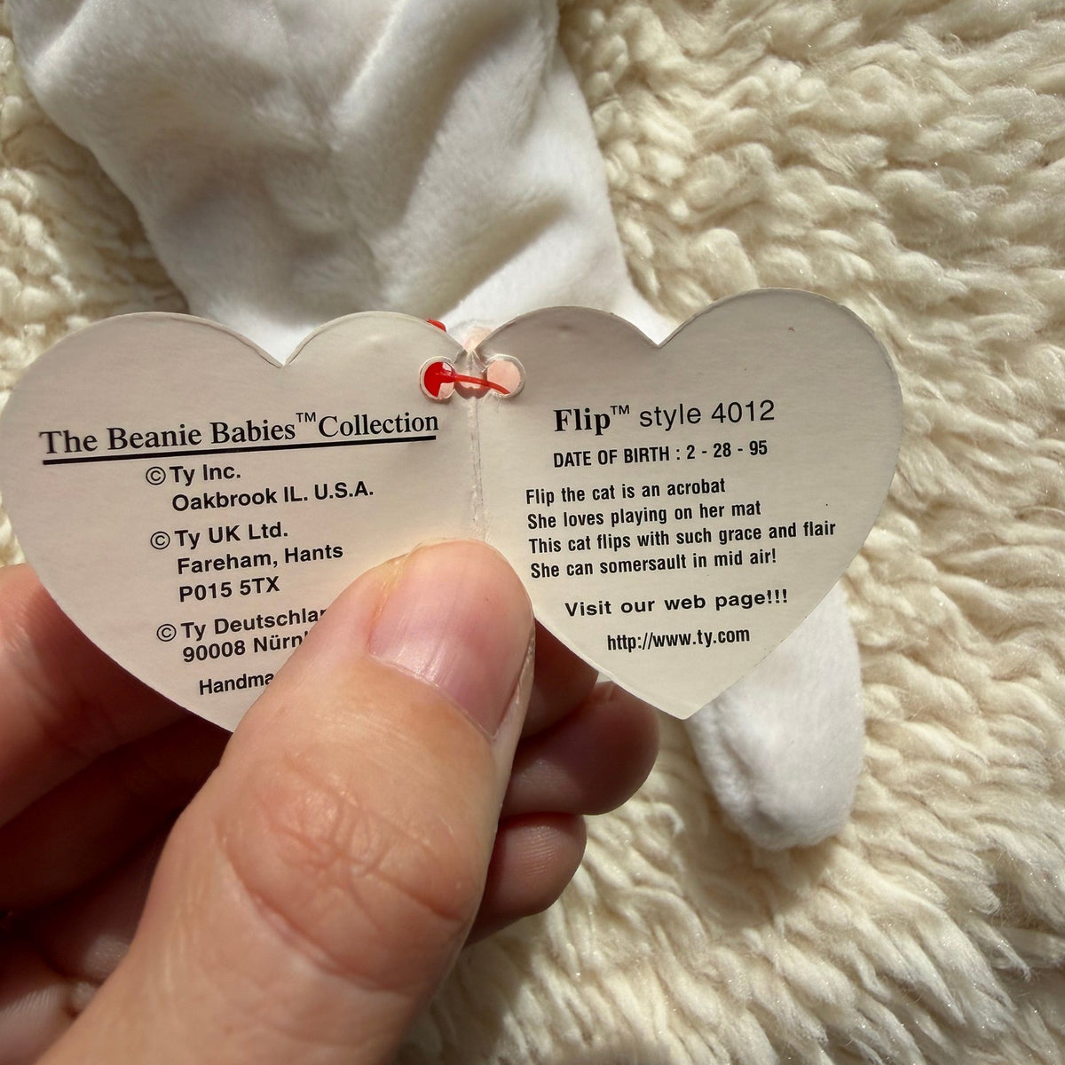 Flip the White Cat, vintage Ty Beanie Baby